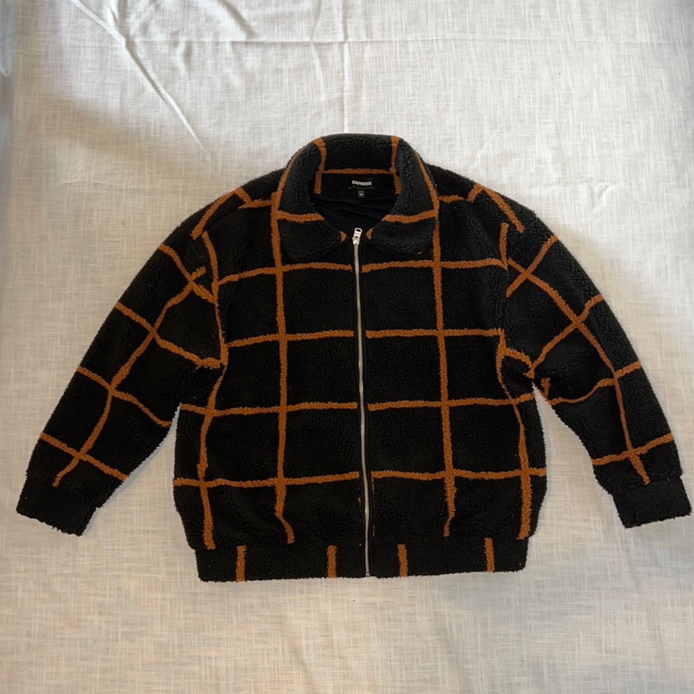 Express Plaid Cozy Teddy Jacket